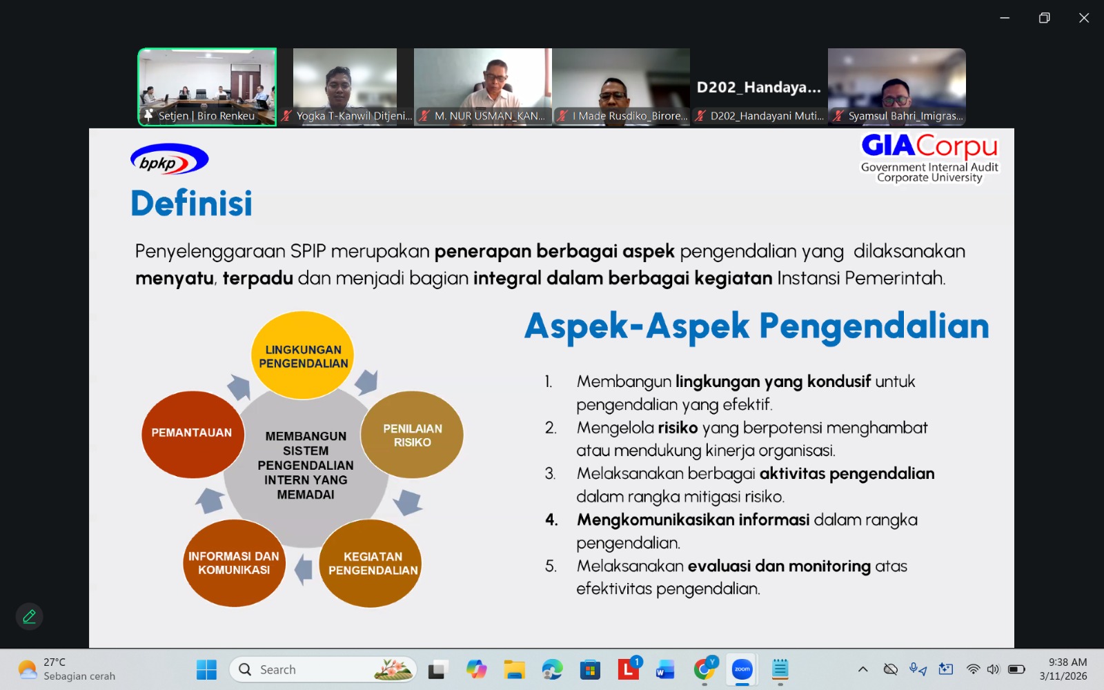 Kanwil Ditjen Imigrasi Kalbar Ikuti Bimbingan Teknis Implementasi SPIP Terintegrasi Tahun 2026